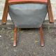 Art Deco bridge armchair in solid oak and salmon pink velvet, 1960.
