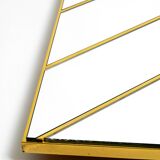 Large, exceptional 1970s brass wall mirror with diagonal mirror strips