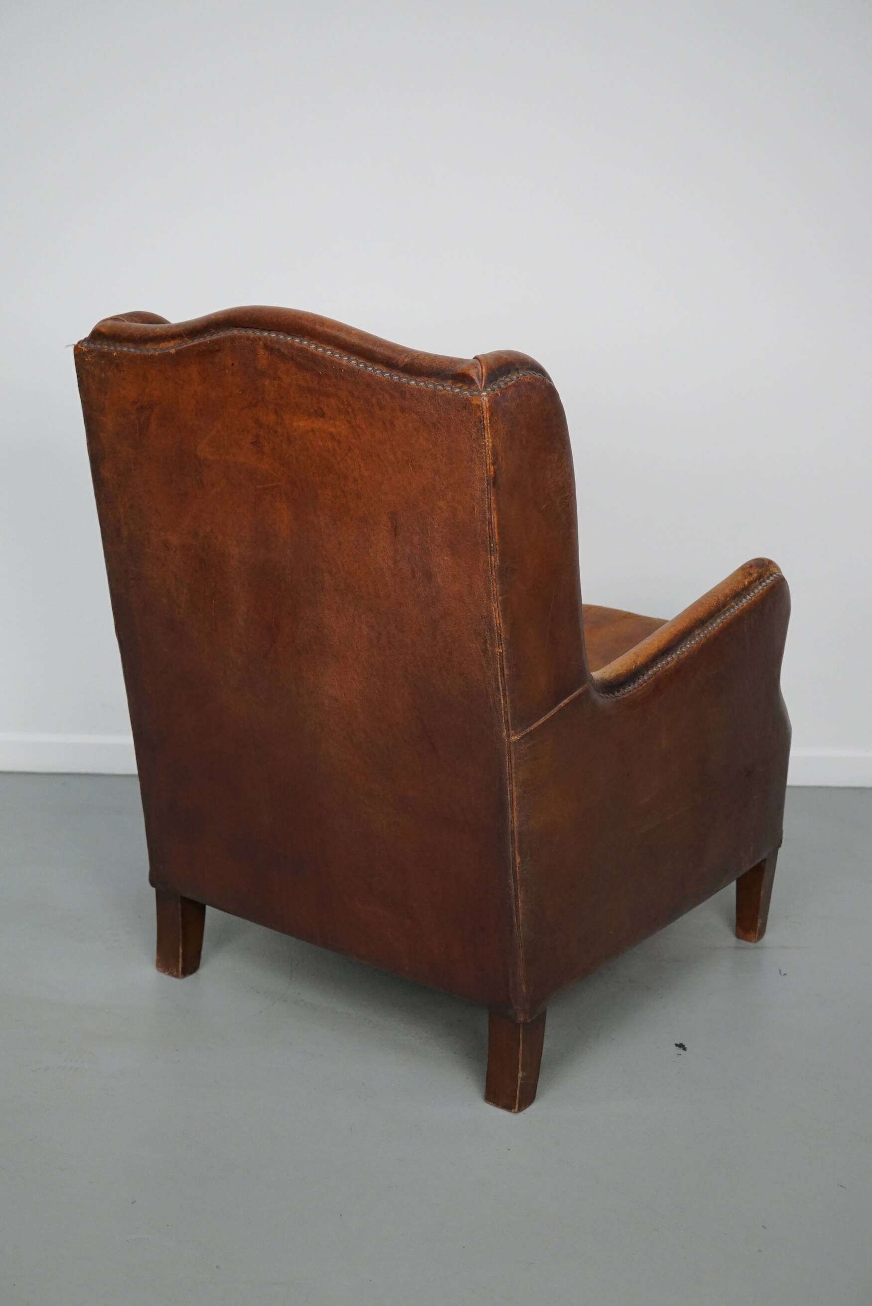 Vintage Dutch Club Chair in Cognac Leather