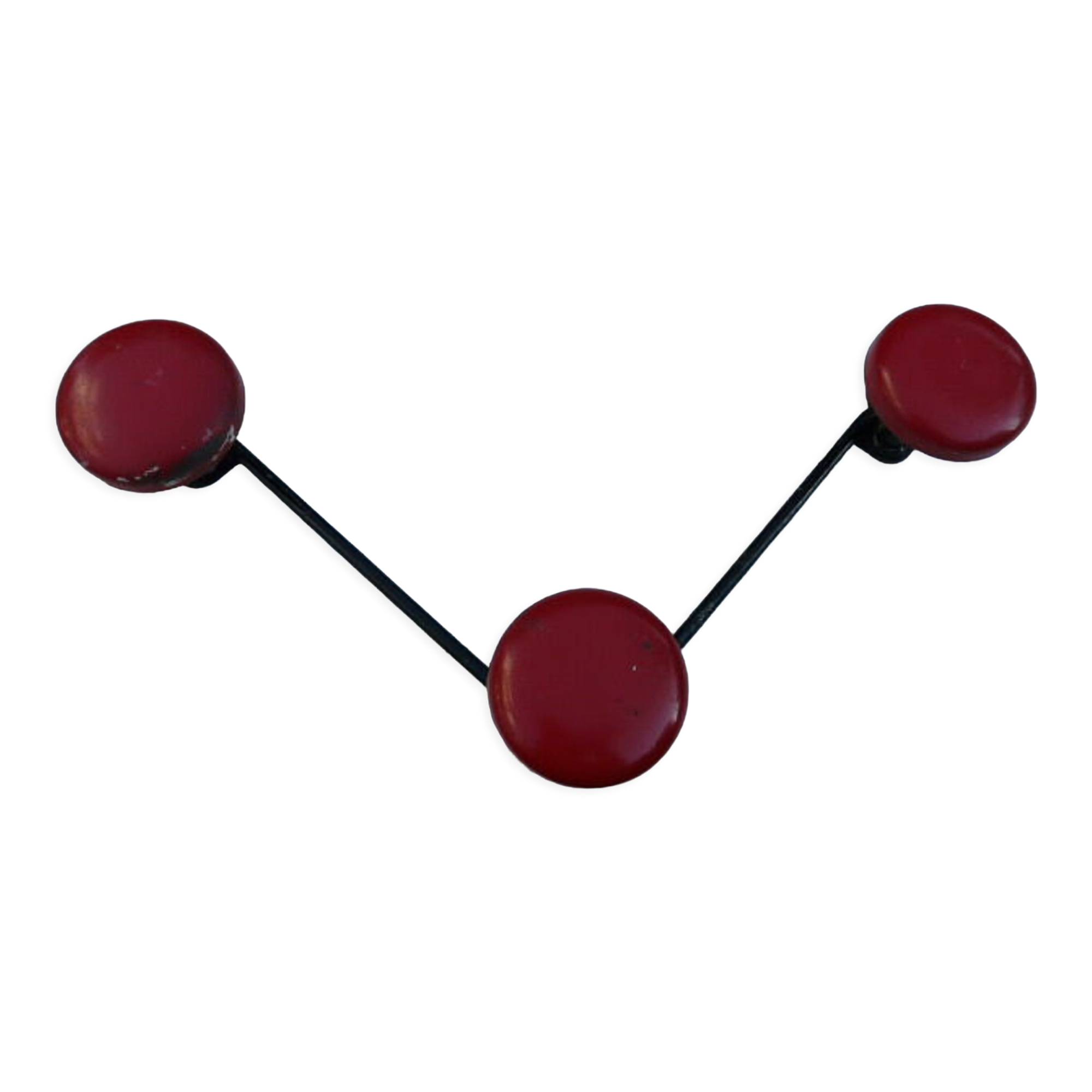 Vintage black and red metal wall coat rack