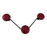 Vintage black and red metal wall coat rack
