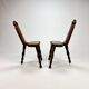 Ensemble de 2 tabourets de trépied en chêne brutaliste du milieu du siècle, années 1960