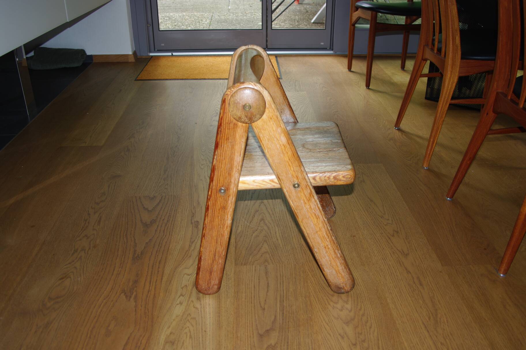 Rare vintage children's chair in solid pine by pierre grosjean 1970