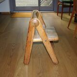 Rare vintage children's chair in solid pine by pierre grosjean 1970