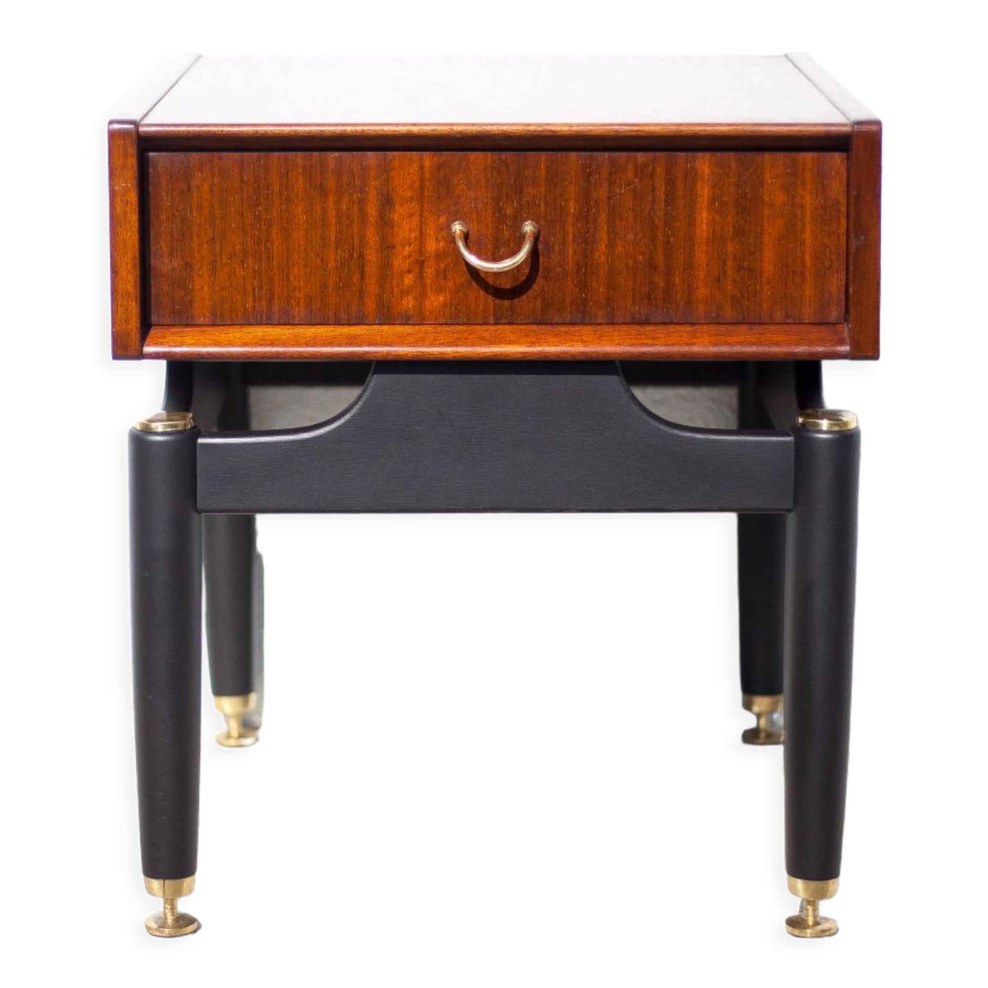 G-Plan bedside table in vintage wood and brass
