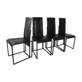 Lot de 4 chaises vintage cuir piqure sellier