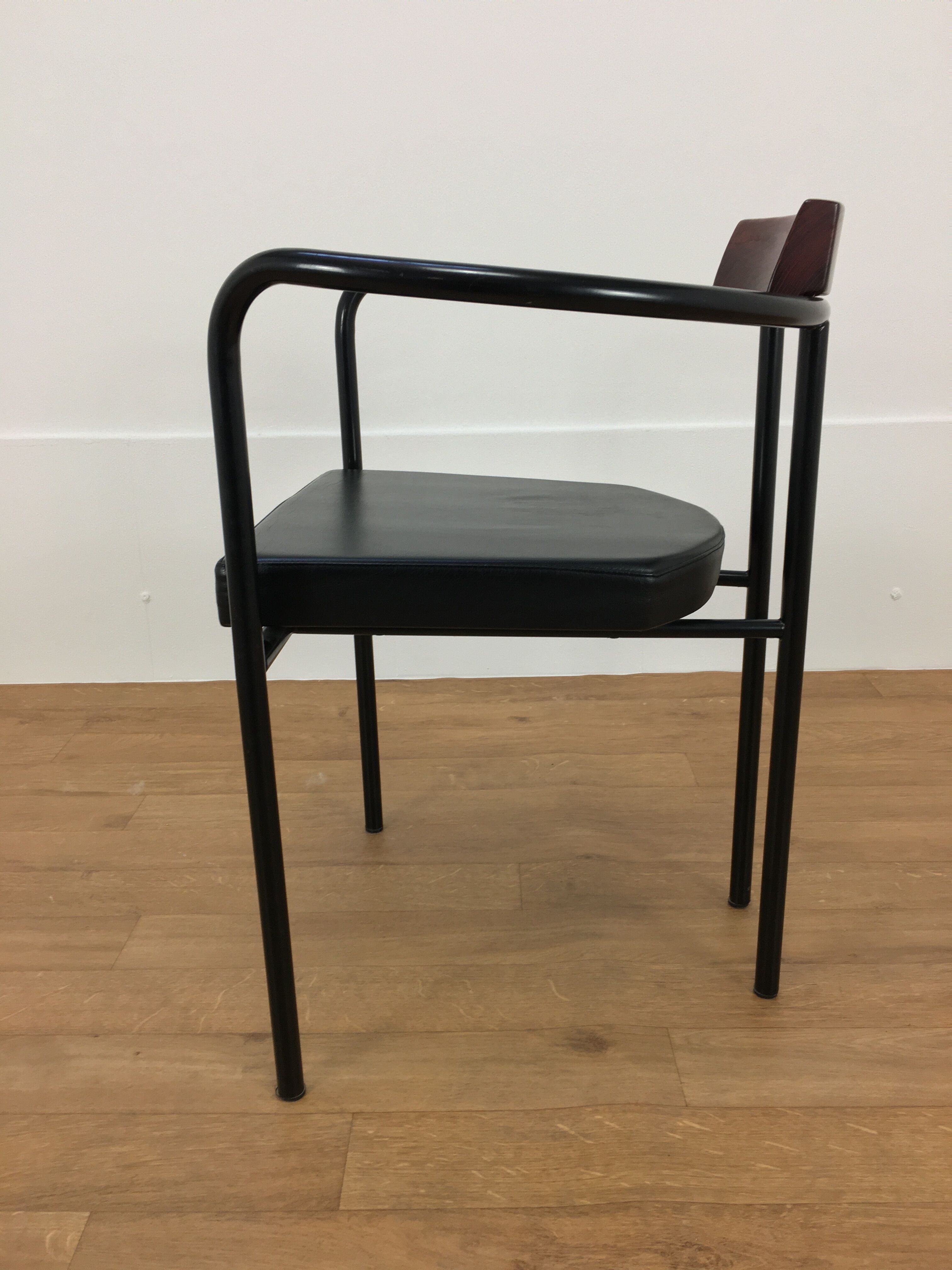 Artelano leather and wood office chair, 80s