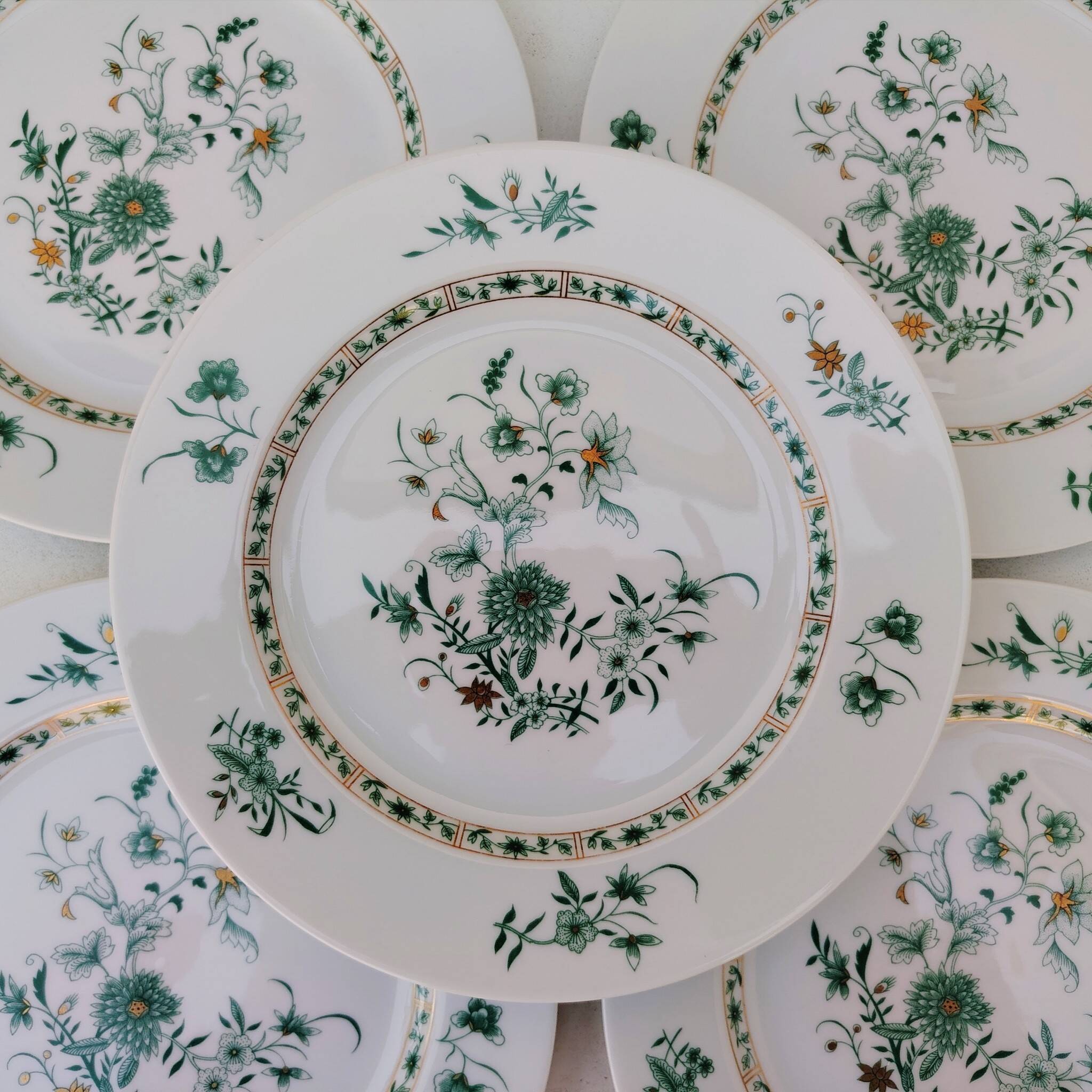 6 flat plates, Limoges porcelain, Bernardaud, Beijing No. 2