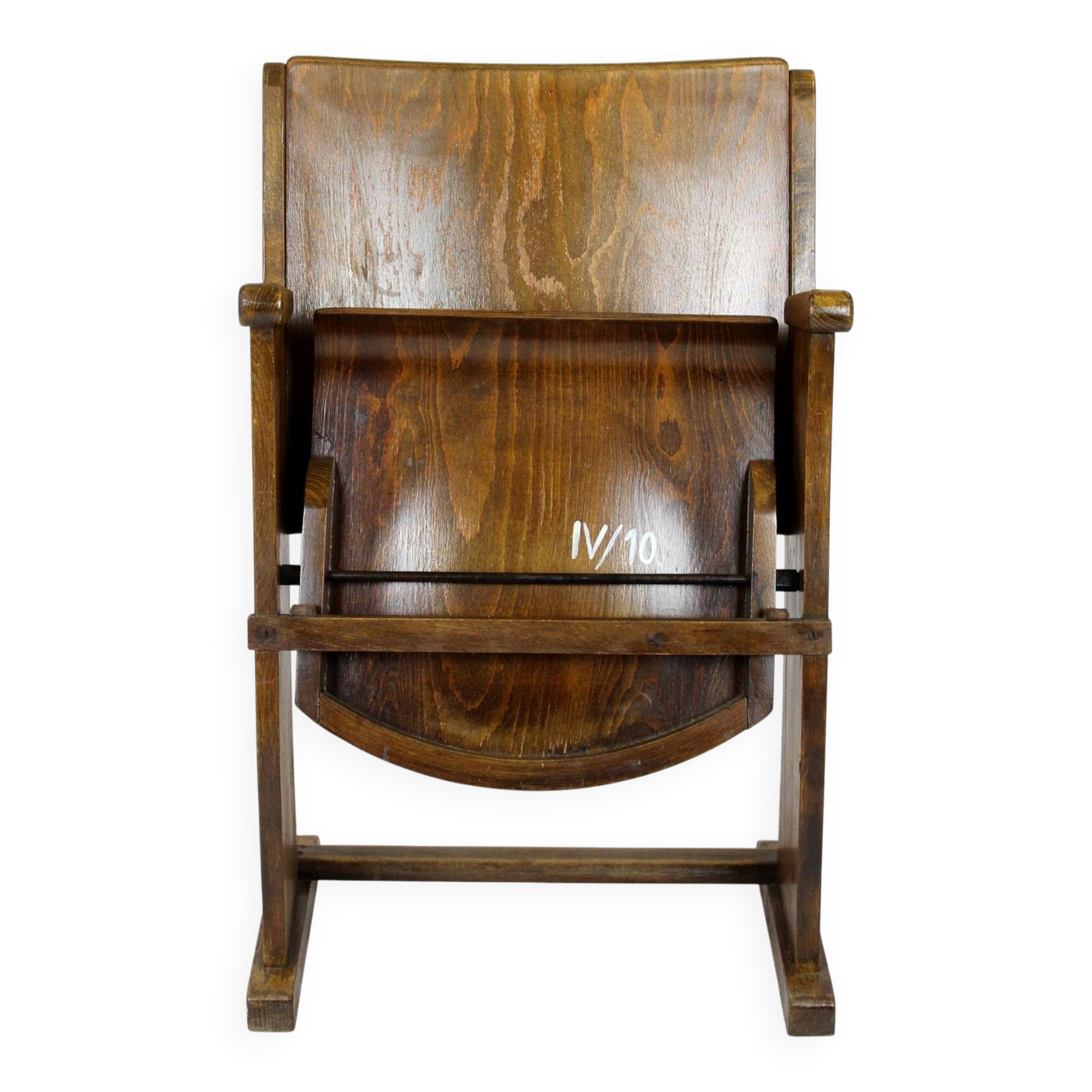 Vintage Cinema Chair TON (Thonet), 1940s Czech, Wooden Theatre Seat