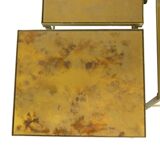 Design set of 3 nesting tables brass copper glass gold style maison jansen
