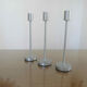 Série de 3 bougeoirs scandinaves, minimalistes, en aluminium années 70