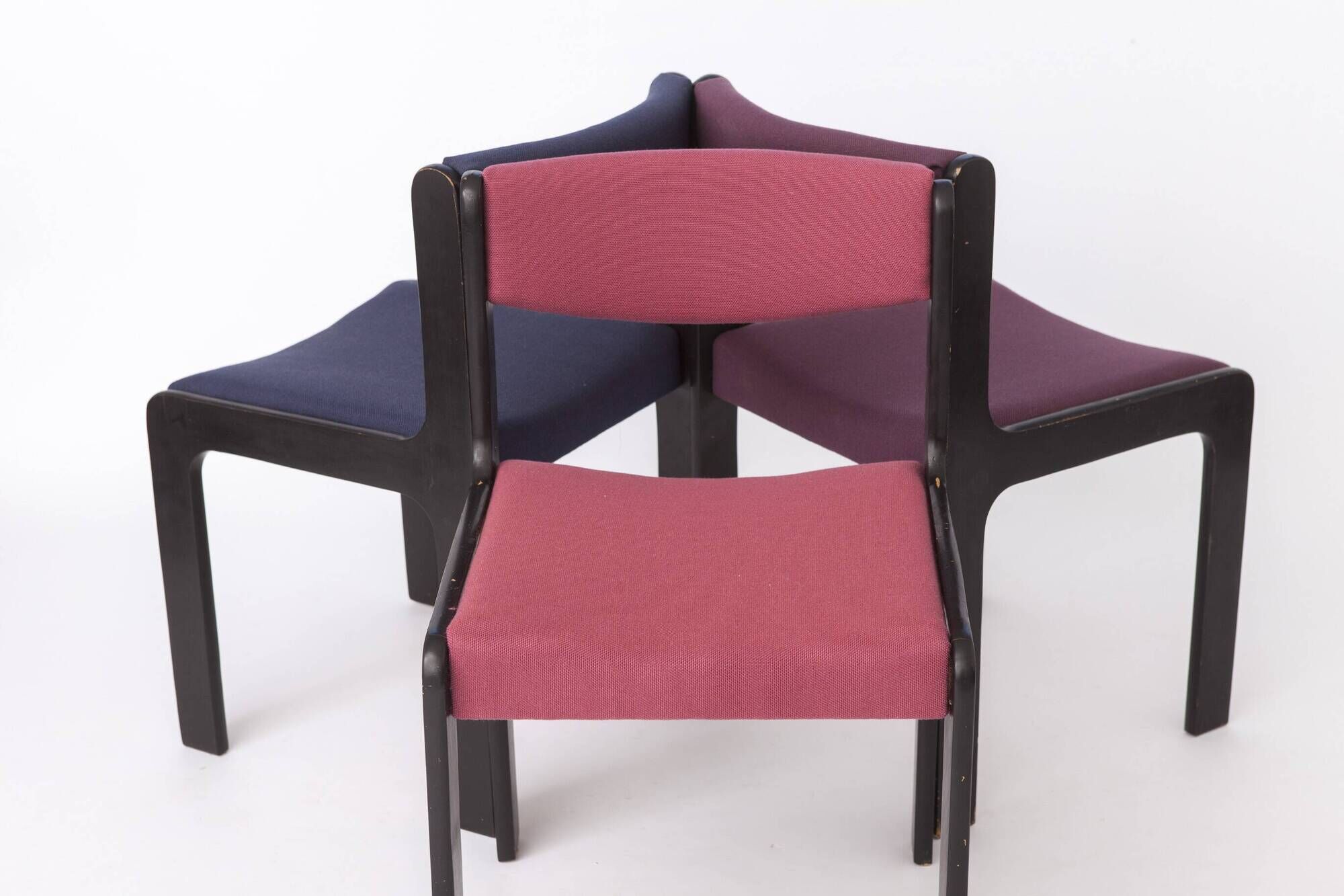 Set of 6 Vintage German Dining Chairs, 1950s–1960s, Black Beechwood