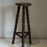 High tripod stool in turned wood