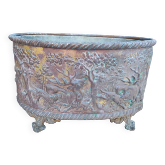 Jardinière de table, 19ème, motif Chasse aux cerfs