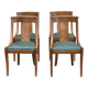 4 gondola chairs, Charles X restoration, solid wood and green leather, 19th century.