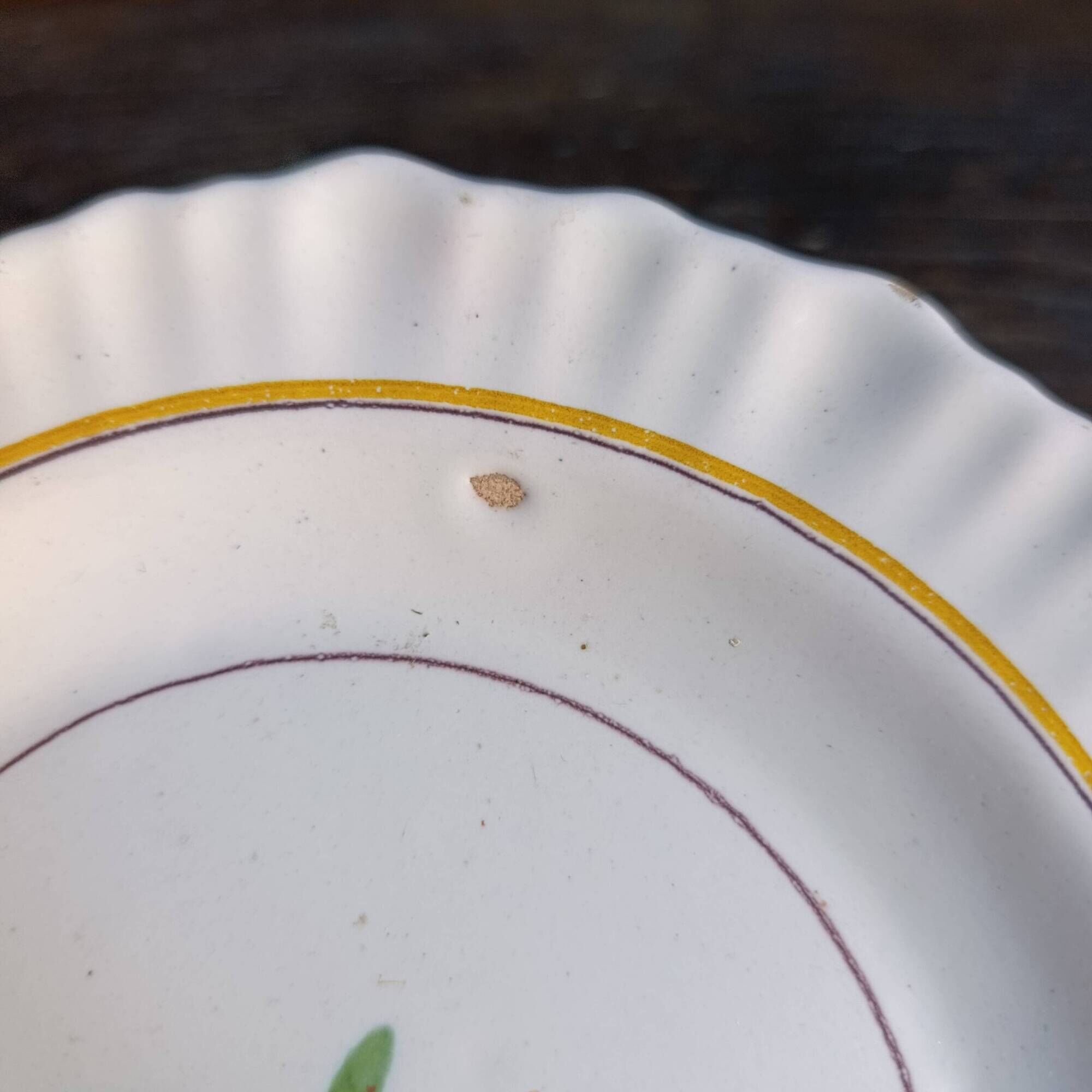 Pair of antique French faience plates, possibly Nevers, 19th century, hand-