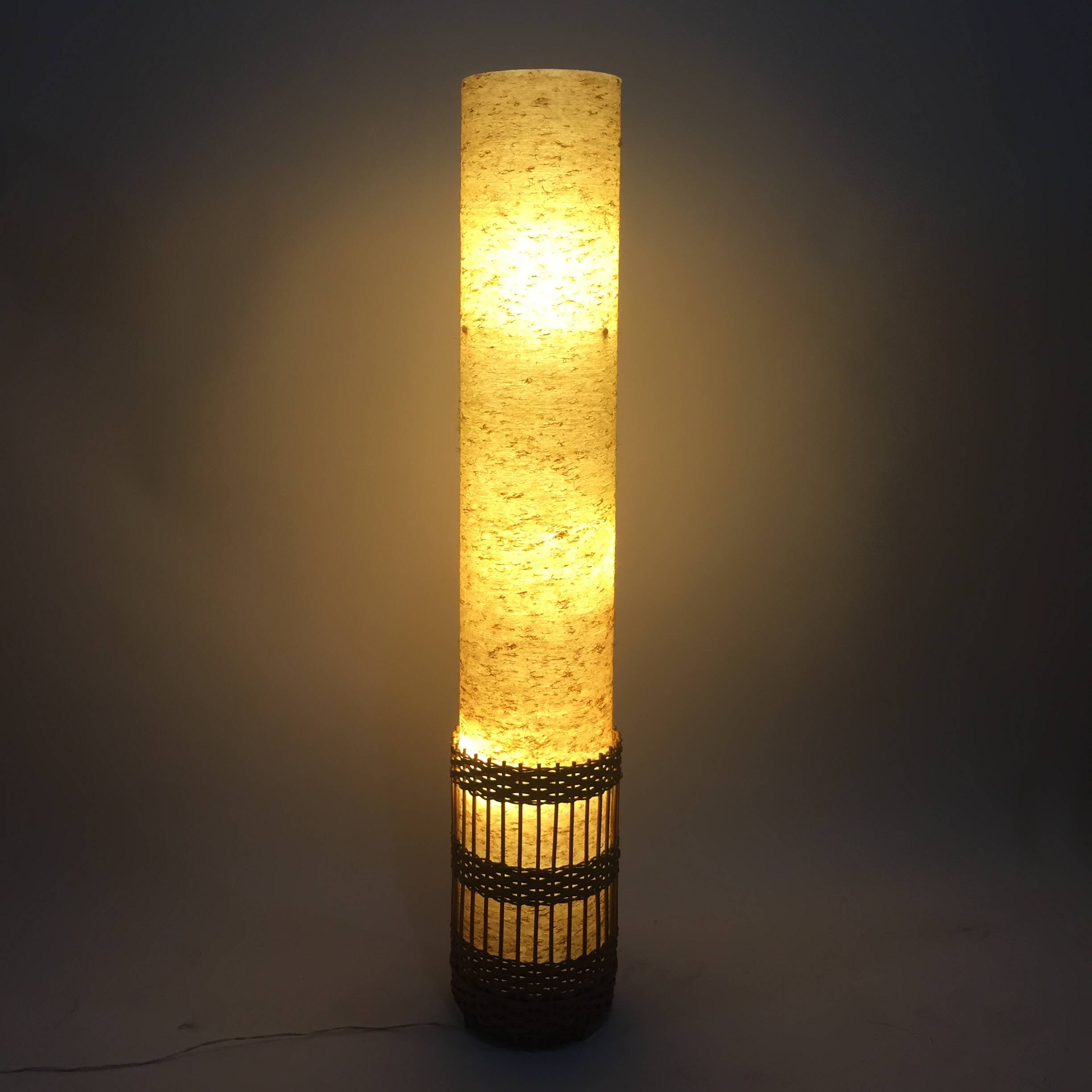 Fiberglass and rattan floor lamp