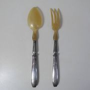 Silver metal salad cutlery 1st title + box