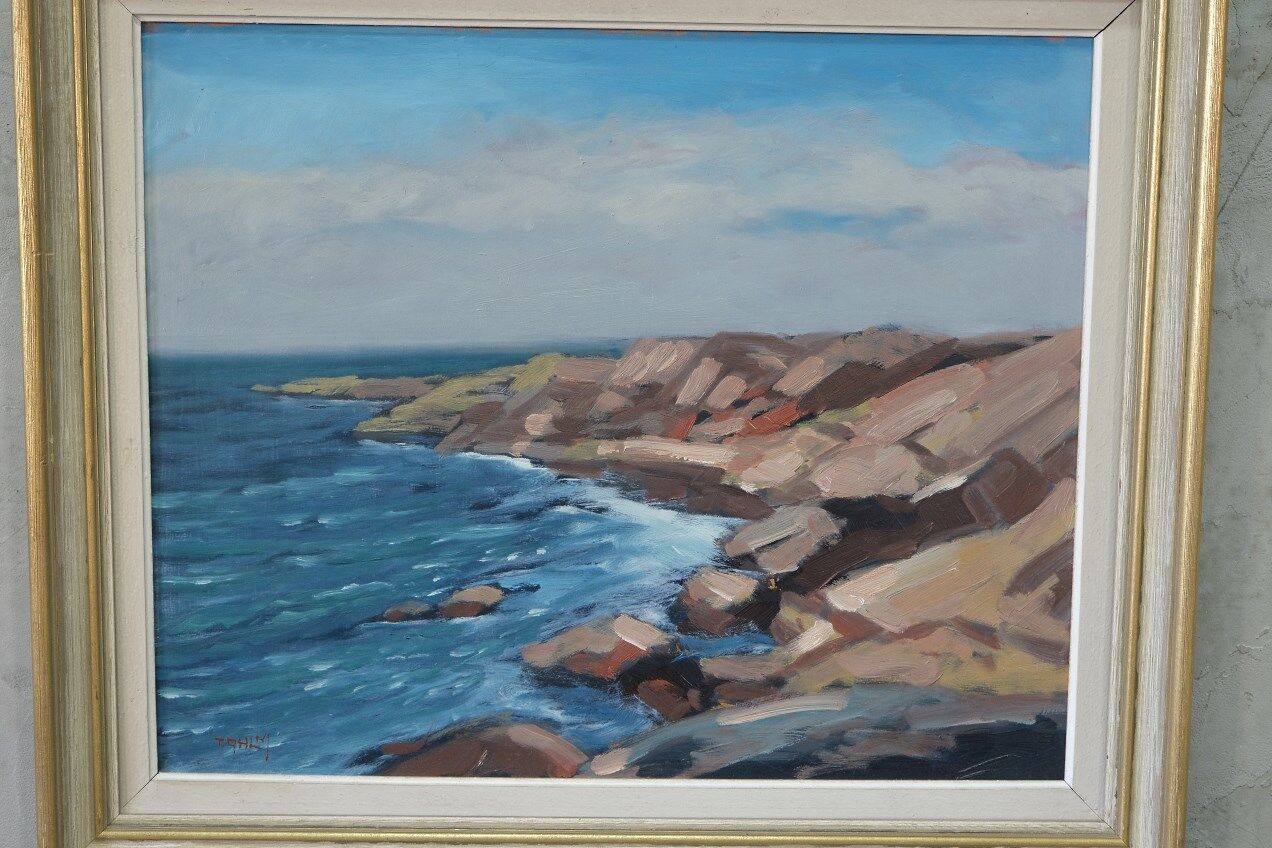 Tage Rudolf Ahlm, Swedish Modern Landscape, Oil on Panel, 1960s, Framed