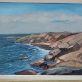 Tage Rudolf Ahlm, Swedish Modern Landscape, Oil on Panel, 1960s, Framed