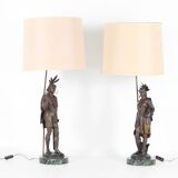 Pair of spelter lamps