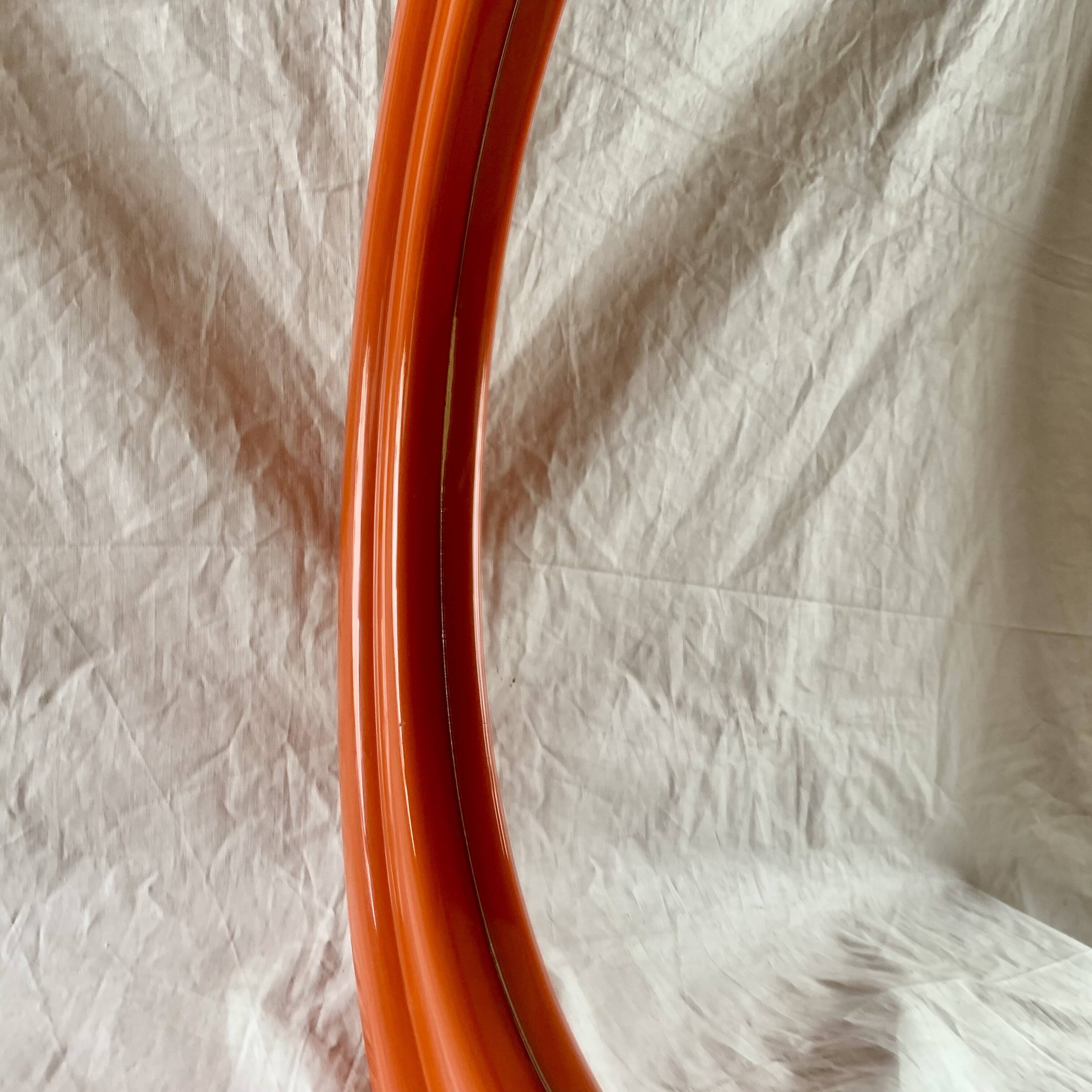 Vintage round orange plastic mirror Cattaneo - Space Age Design