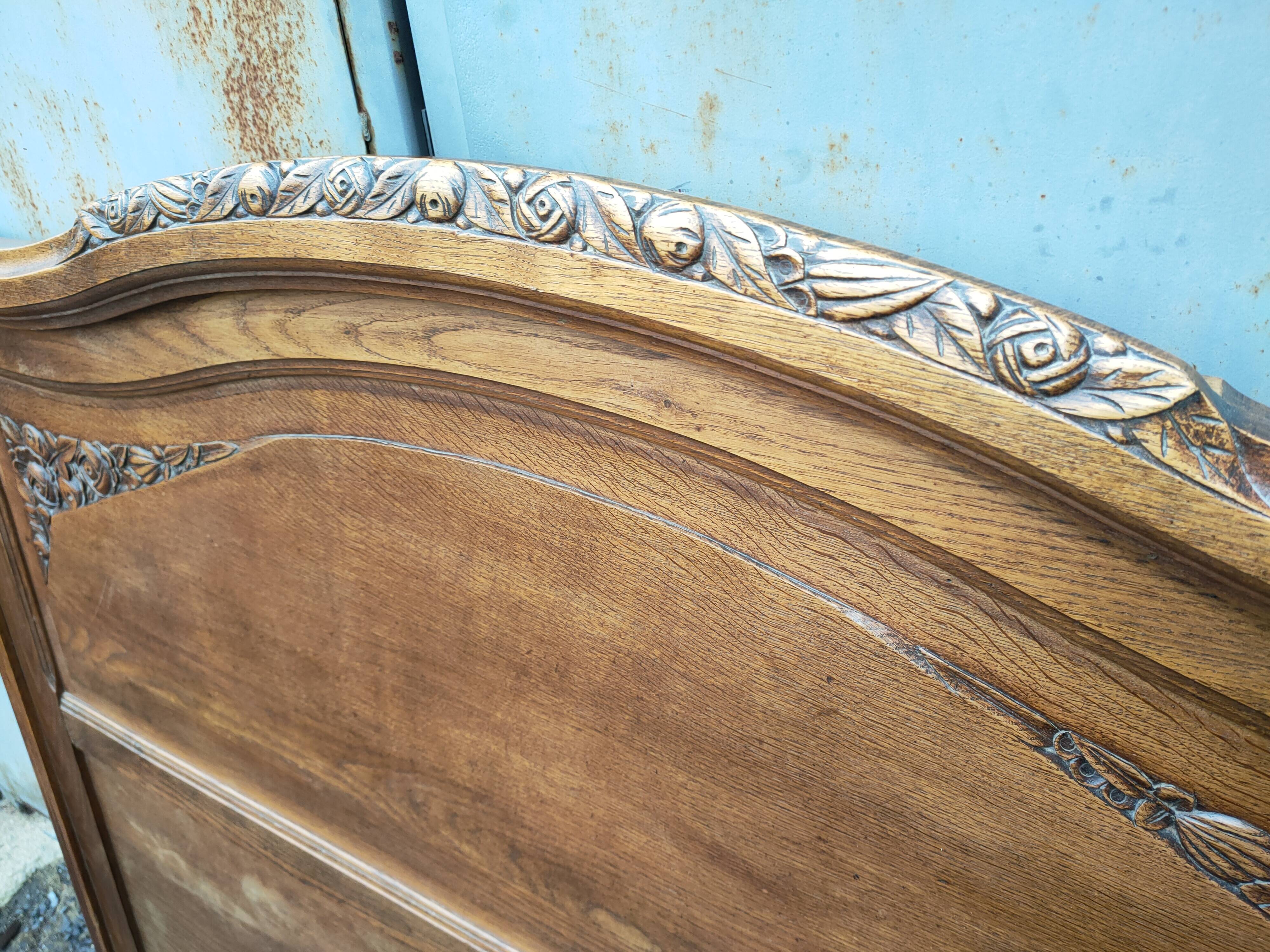 Solid oak headboard, 1930s