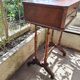 Console, side desk or dressing table in wood with marquetry top and 2 drawers