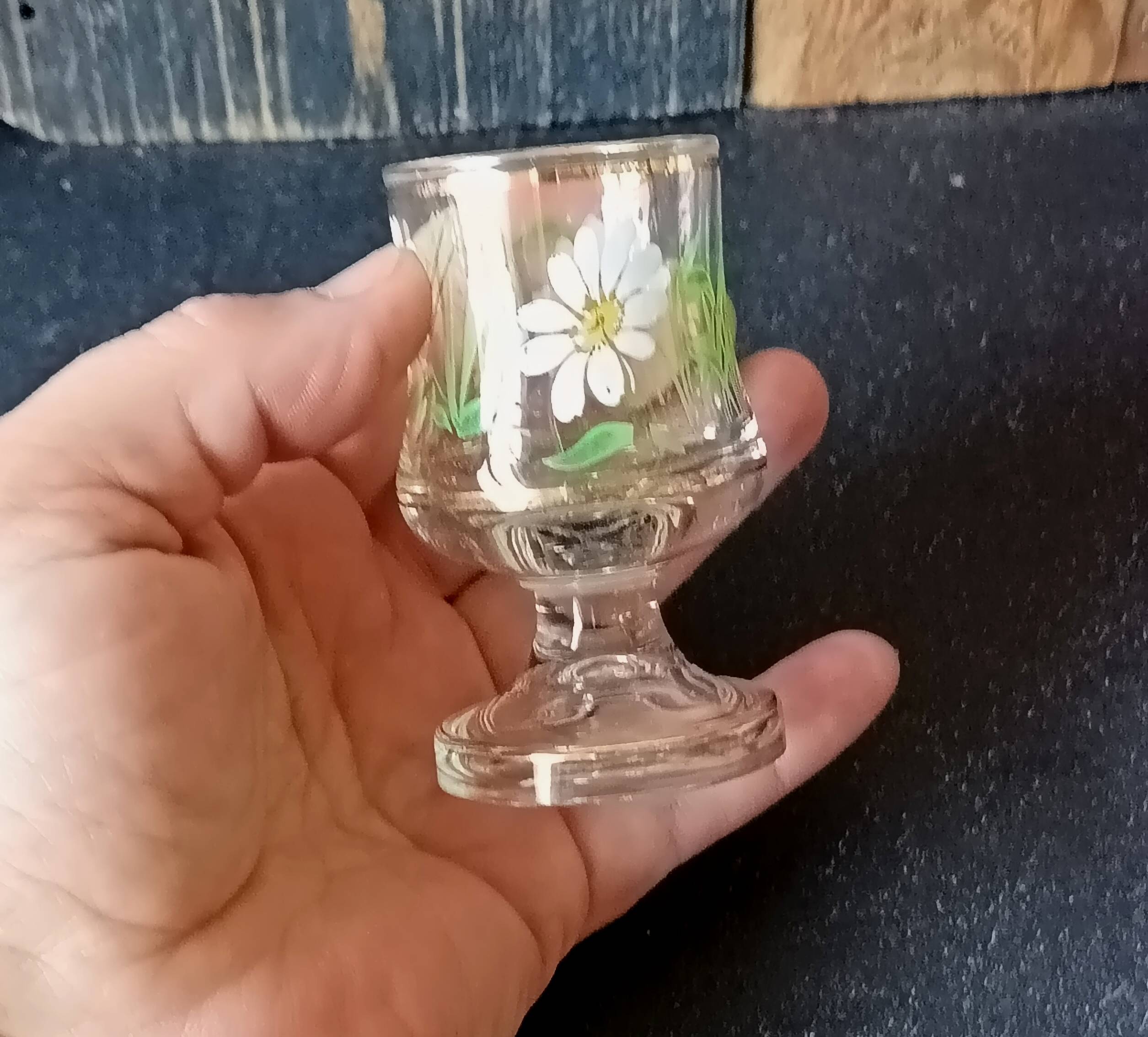 6 verres liqueur, décor fleurs vintage