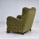 1950s, Danish relax chair. Furniture velour, oak wood,