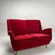Italian Two-Seater Red Sofa from by I.S.A. Bergamo, 1950s