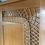 Vintage wood and rattan wardrobe
