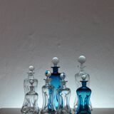 Holmegaard "Klukflasker", Set of 7 Mouth Blown Cluck Bottles or Decanters
