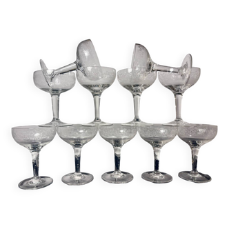 Antique champagne glasses 11p.