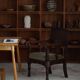 Hand-carved oak and velvet armchair, Danish furniture maker, Art Nouveau, 1939