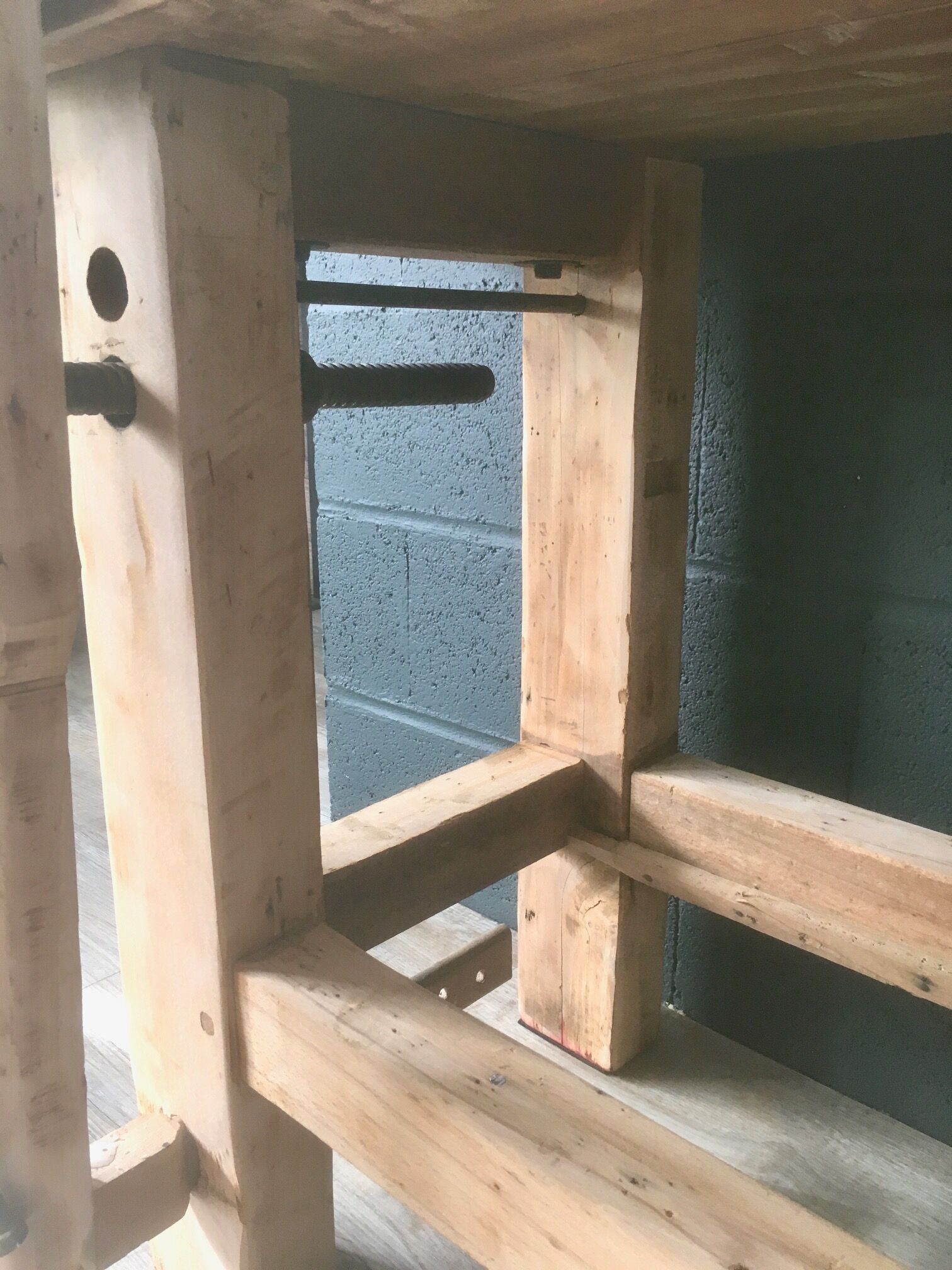 Antique workbench in light wood