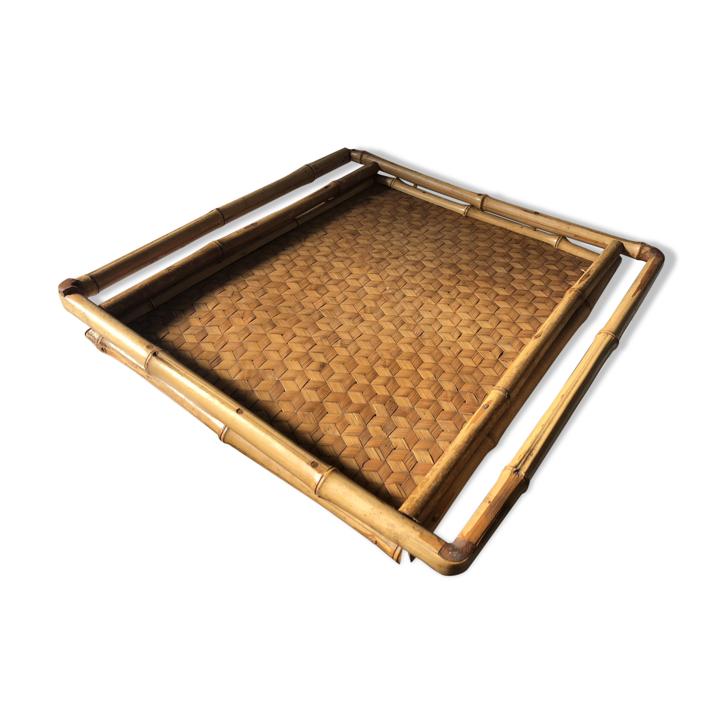Vintage tray in rattan