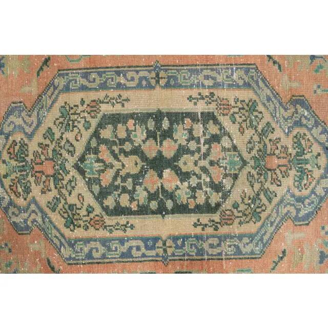 Vintage Turkish Oushak Handmade Wool Cotton Orange Area Rug  116x172