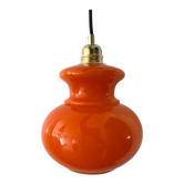 Vintage pendant lamp in electrified orange opaline to nine
