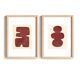 Duo de peintures sur papier - terracotta foncé - signées Eawy