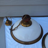 Suspension in white opaline, its edge in aged brass