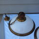 Suspension in white opaline, its edge in aged brass