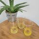 Trio de petits verres granité jaune et liserés dorés