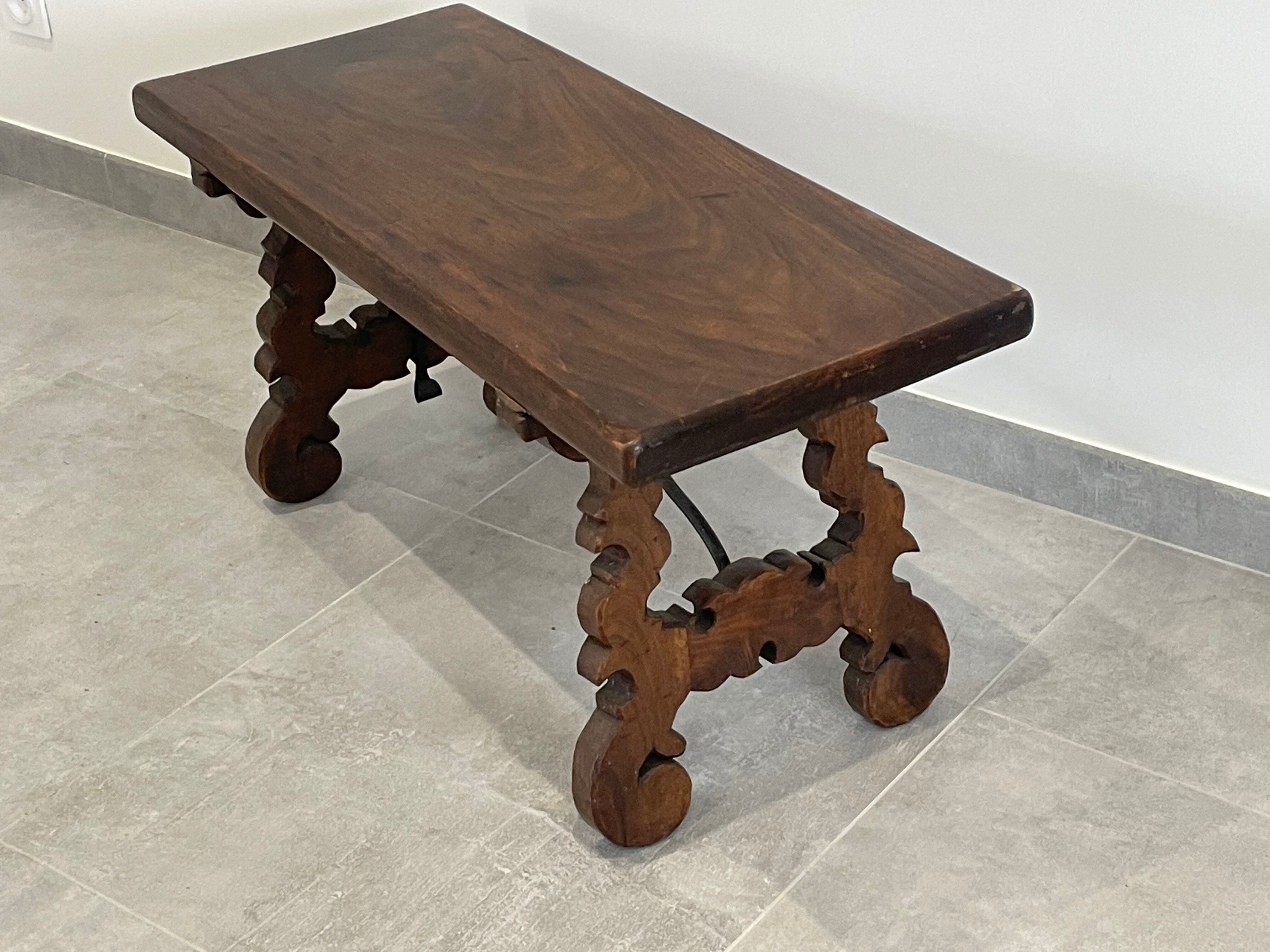 Coffee table wood and wrought iron