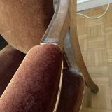 Voltaire armchair in cognac velvet