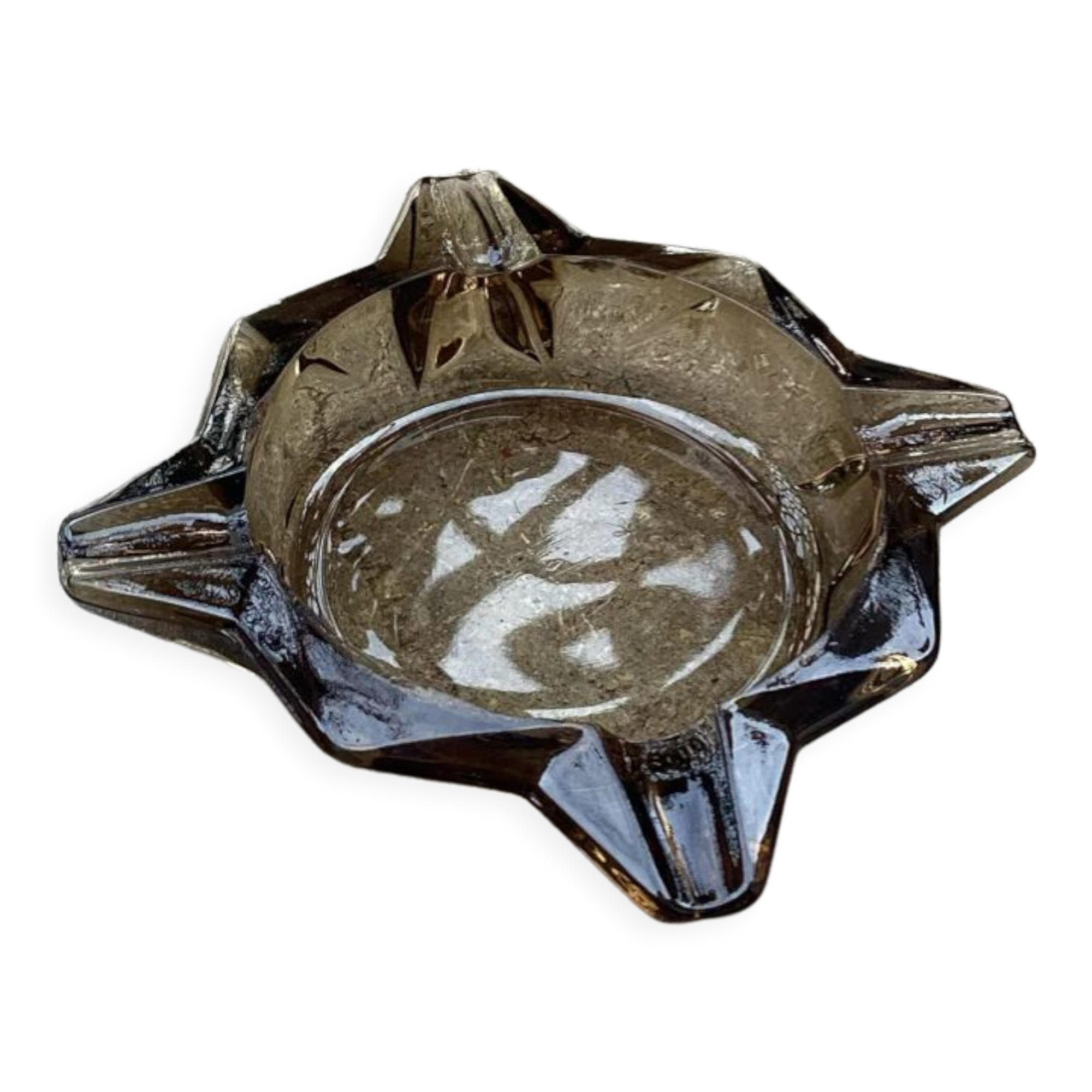 Empty ashtray vintage smoked glass pocket