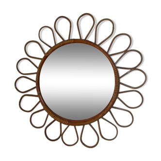 Vintage flower rattan mirror 48cm