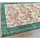 Turkish  Oushak vintage hand-knotted floral green rugs bordered 176x205