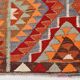 3x11 %100 Wool Geometric Multicolor Kilim Runner Rug 89x340Cm