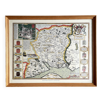 Hantshire Described and Devided, Reproduction of Map of County Hampshire by John Speed (1552-1629)